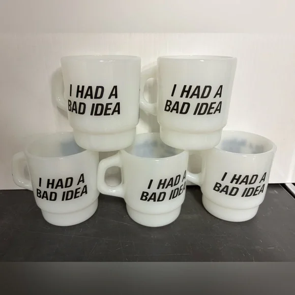 Set of 5 vintage Anchor Hocking Fire King advertising mugs - Picture 4 of 10
